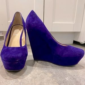 Aldo Purple Suede Platform Wedge Heels